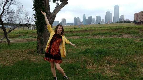 Sarah Abbey in a field