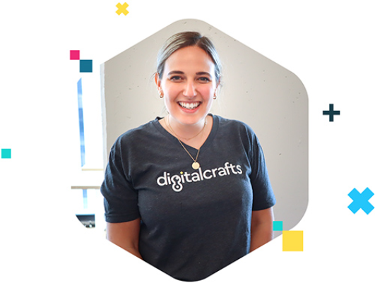 Woman smiling with Digitalcrafts shirt