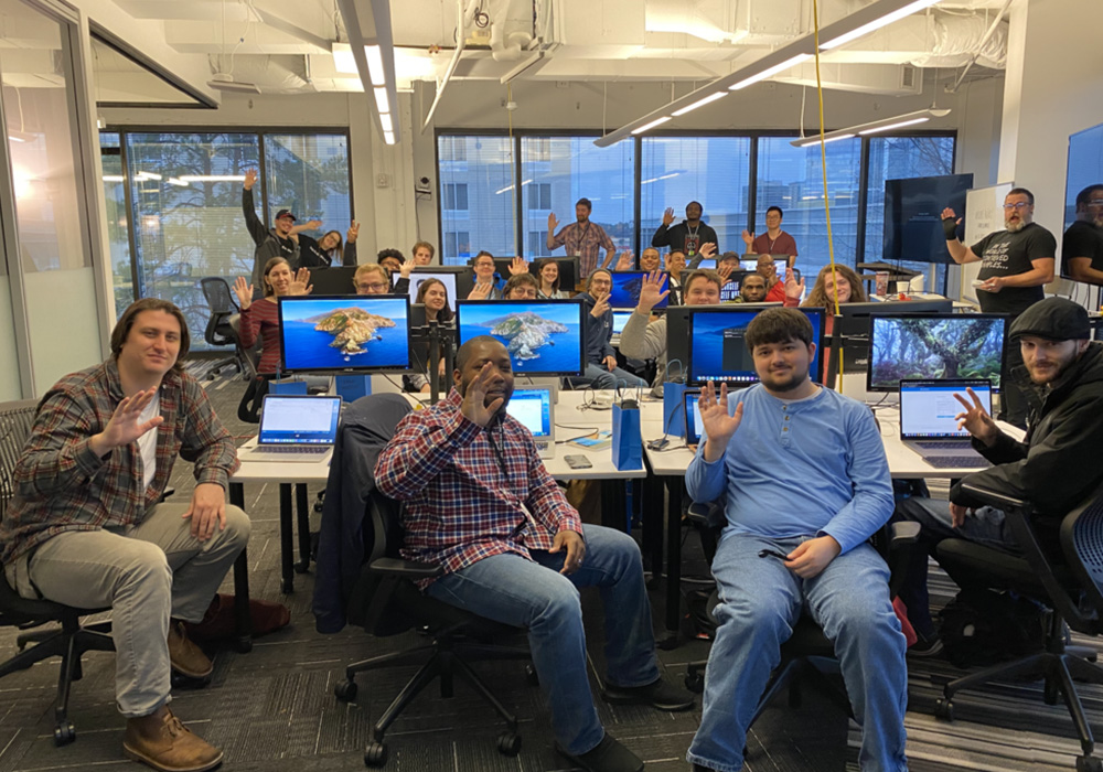 diverse tech students in classroom setting