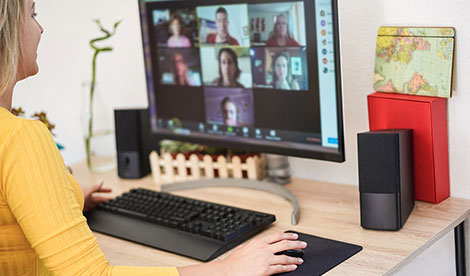 tech student on classroom web conference